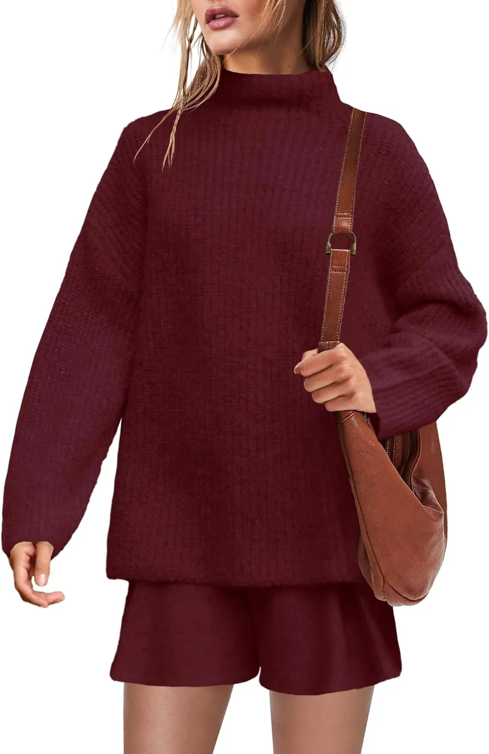 SENSERISE Womens Sweater Skirt Set 2 Piece Outfits Matching Lounge Sets Turtleneck Knit Tops Mini Dress