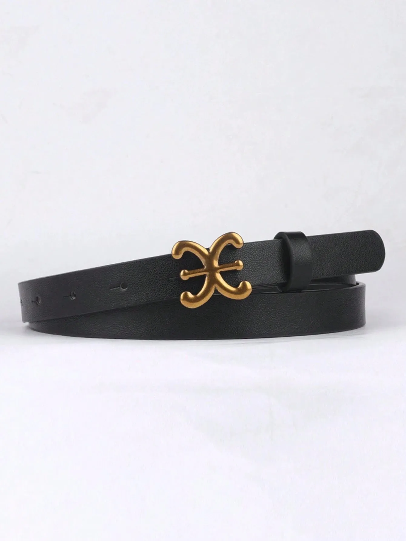 SHEIN 1pc Women's Fashionable Pu Leather Belt With Metal Buckle; Retro Decorative Waistband For Sweaters, Coats, Dresses