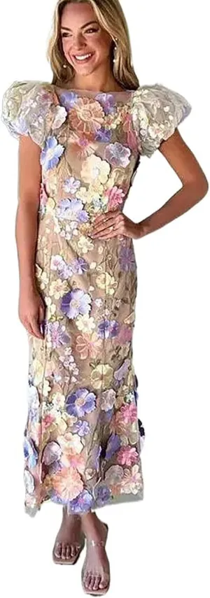 Short-Sleeved Stand-up Collar Dress Women's Spring Round Neck Slim Long Skirt