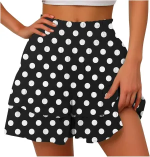 Shorts for Women Summer Polka Dot High Wasited Yoga Skirts Casual Lightweight Workout Tennis Flowy Beach Short Pants