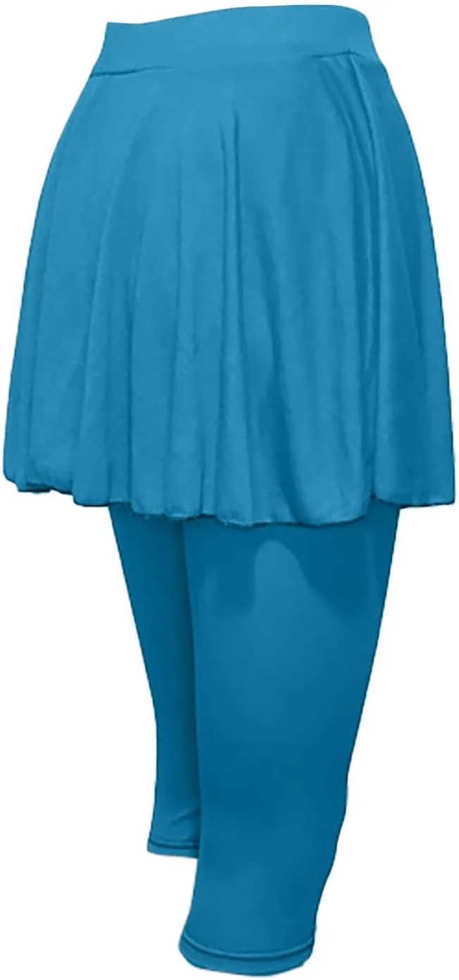 Skirted Leggings for Women Tennis Golf Skorts Capris Gym Tennis Yoga Legging with Skirts Sports Running Pickleball