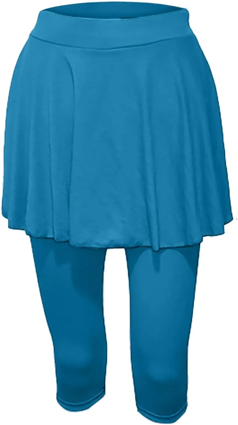 Skirted Leggings for Women Tennis Golf Skorts Capris Gym Tennis Yoga Legging with Skirts Sports Running Pickleball