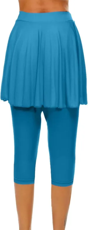 Skirted Leggings for Women Tennis Golf Skorts Capris Gym Tennis Yoga Legging with Skirts Sports Running Pickleball