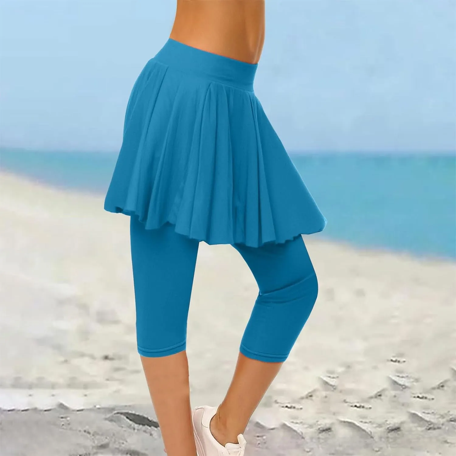 Skirted Leggings for Women Tennis Golf Skorts Capris Gym Tennis Yoga Legging with Skirts Sports Running Pickleball