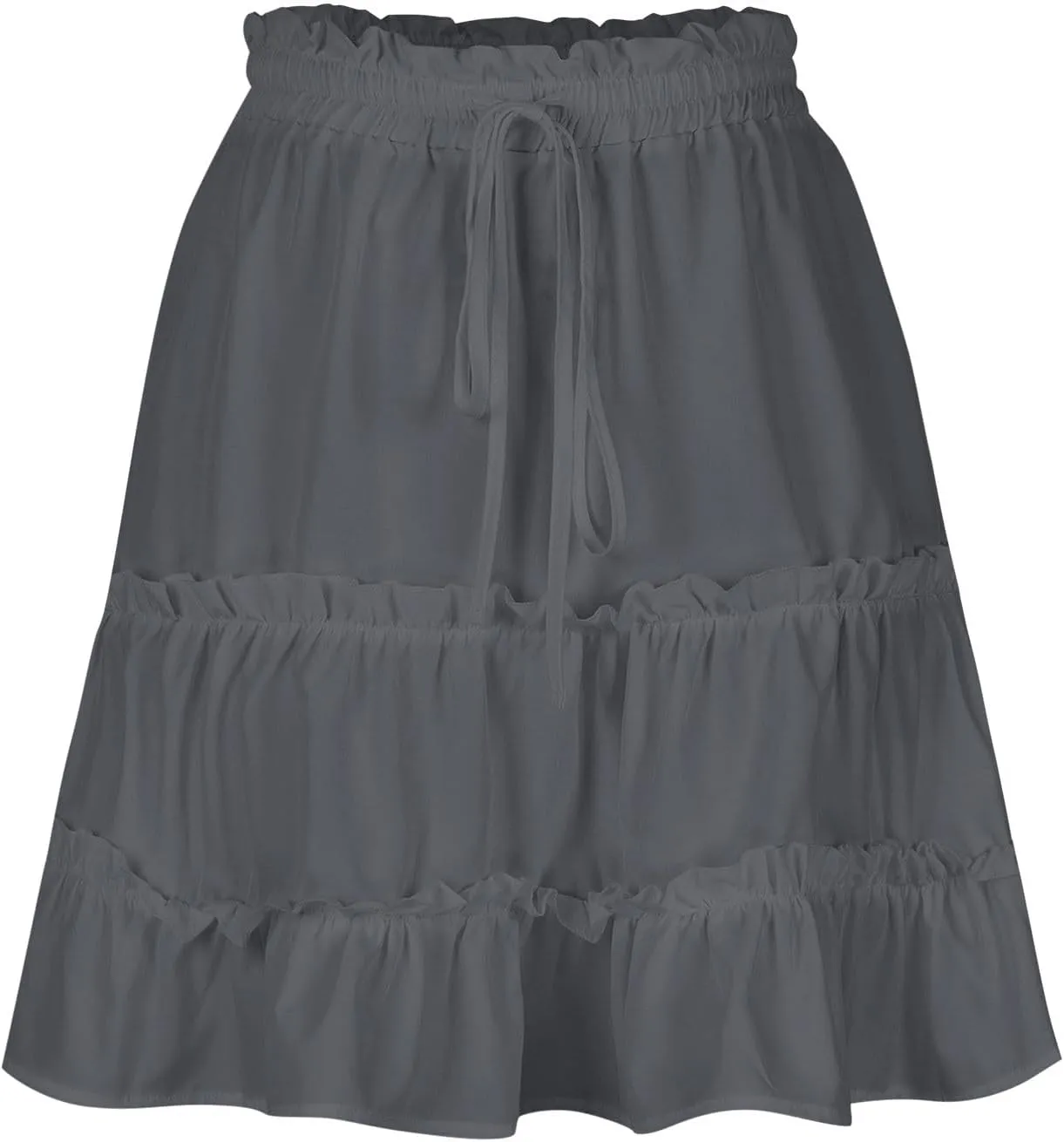 Skirts for Women 2024 Boho Summer A-Line Pleated Skirt Casual Elastic High Waist Tiered Ruffle Flowy Cute Mini Skirt