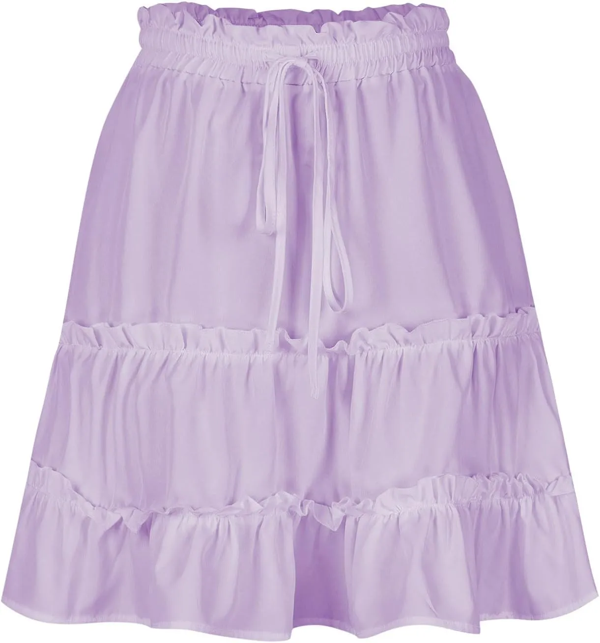 Skirts for Women 2024 Boho Summer A-Line Pleated Skirt Casual Elastic High Waist Tiered Ruffle Flowy Cute Mini Skirt