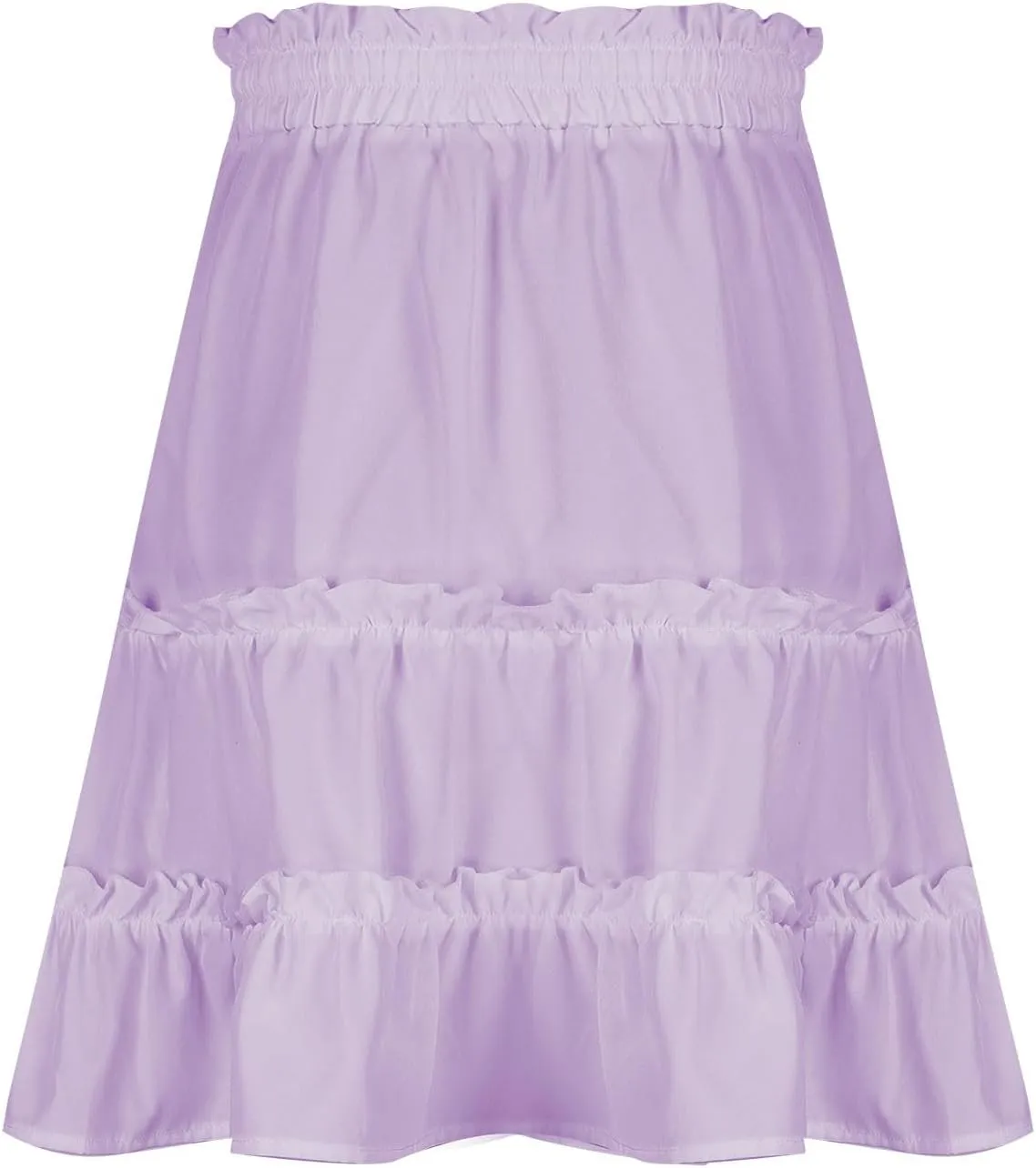 Skirts for Women 2024 Boho Summer A-Line Pleated Skirt Casual Elastic High Waist Tiered Ruffle Flowy Cute Mini Skirt