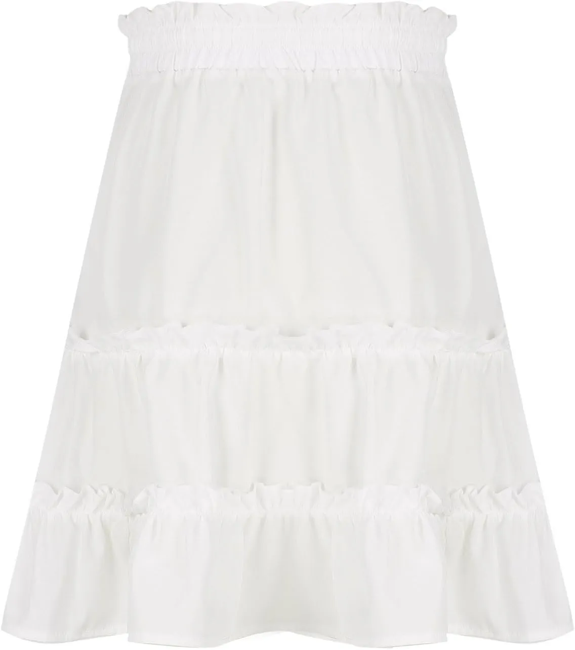 Skirts for Women 2024 Boho Summer A-Line Pleated Skirt Casual Elastic High Waist Tiered Ruffle Flowy Cute Mini Skirt