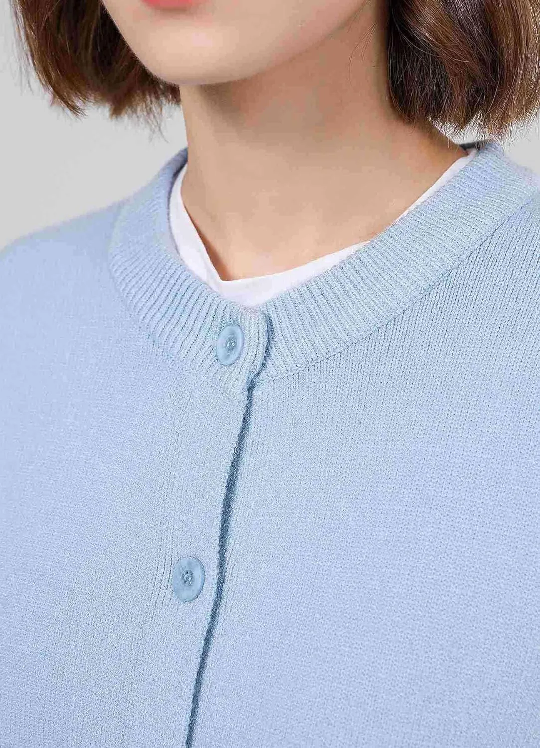 SMILING PINKER Women Cardigan Sweater Button Down Crew Neck Ribbed Knit Sweater with Pockets