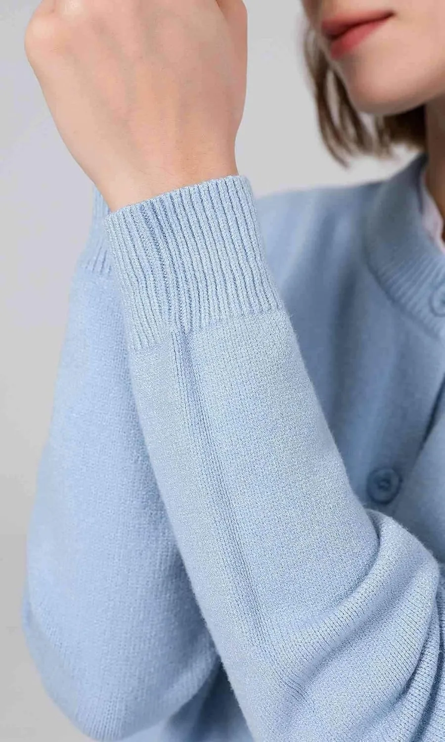 SMILING PINKER Women Cardigan Sweater Button Down Crew Neck Ribbed Knit Sweater with Pockets