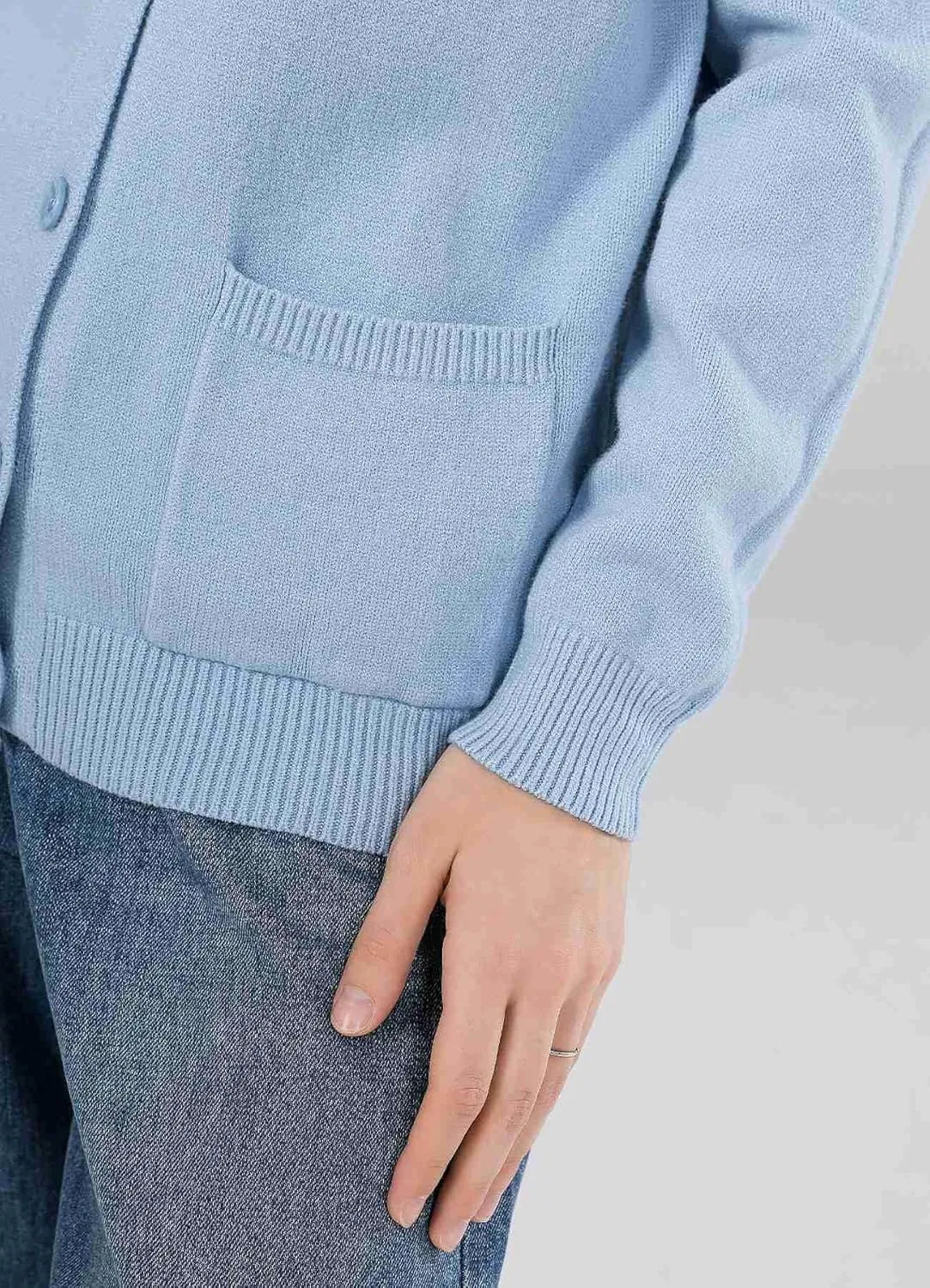 SMILING PINKER Women Cardigan Sweater Button Down Crew Neck Ribbed Knit Sweater with Pockets