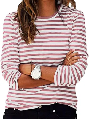 Stripe Sweatshirts for Women Long Sleeve Crew Neck Sweatshirt Color Block Sweatshirt Oversized Sweatshirt Pullover