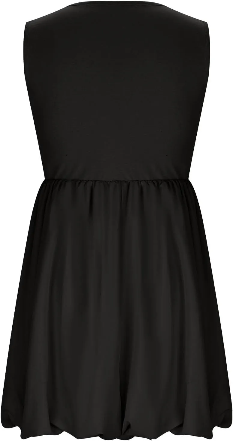 Summer Dresses for Women Casual Sleeveless Mini Bubble Short Tank Dress Cute Drop Waist Cocktail Sundress with Pockets