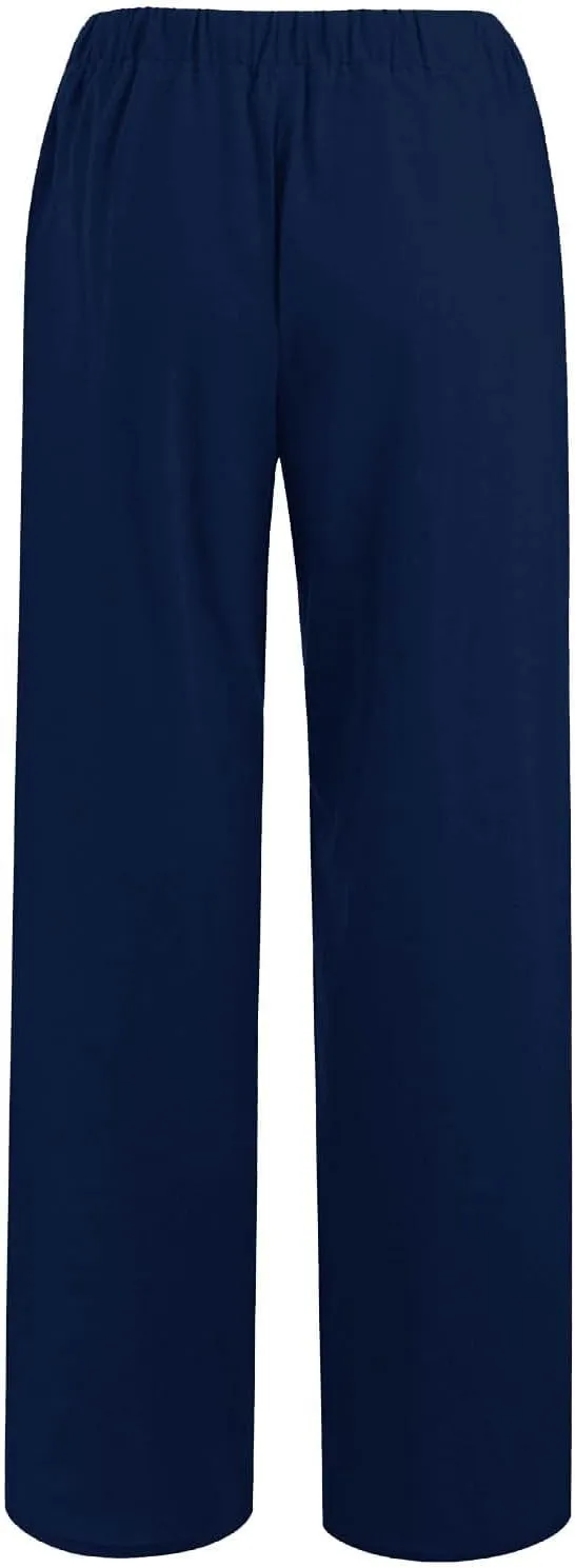 Summer Linen Pants for Women High Waisted Straight Leg Trousers Drawstring Elastic Loose Casual Boho Palazzo Pants