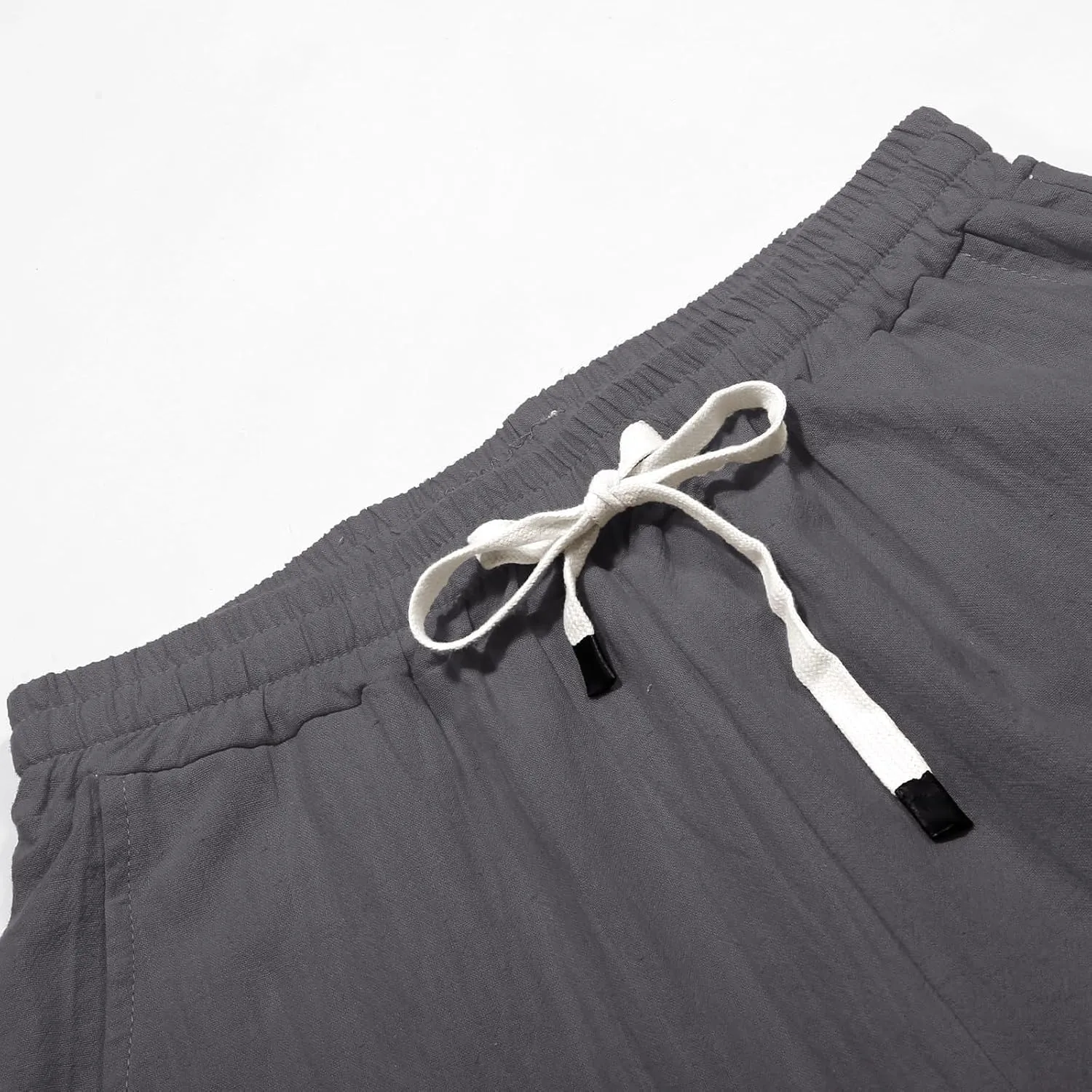 Summer Pants for Women 2025 Trendy Summer Vacation Side Button Elastic Waist Baggy Straight Leg Trousers with Pockets