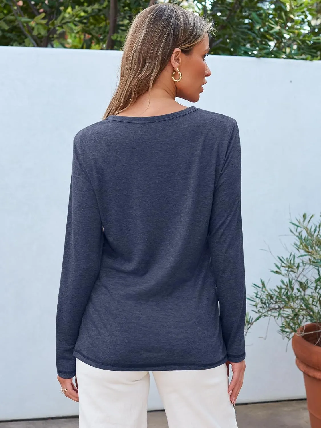 SUNBS Womens 3 Packs Long Sleeve Shirts Loose Fit Fall Tops Fashion Clothes Outfits 2025 Basic Tee Crew Neck Tops