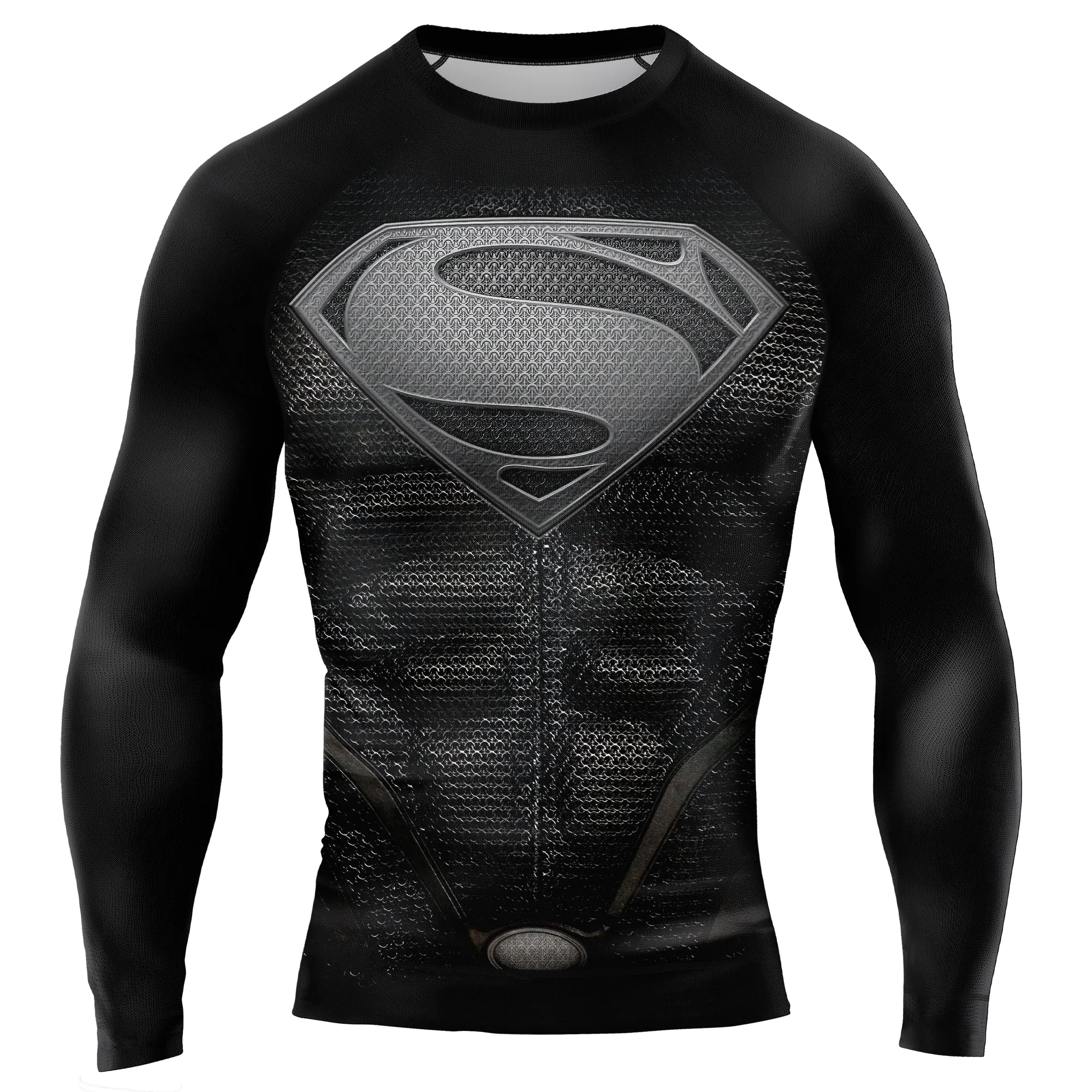 Superman Silver Emblem Men's Long Sleeve Rash Guard