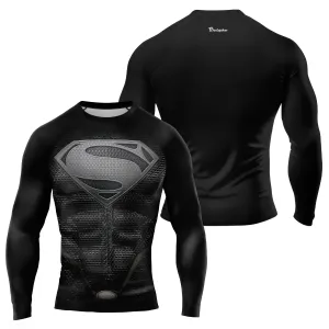 Superman Silver Emblem Men's Long Sleeve Rash Guard