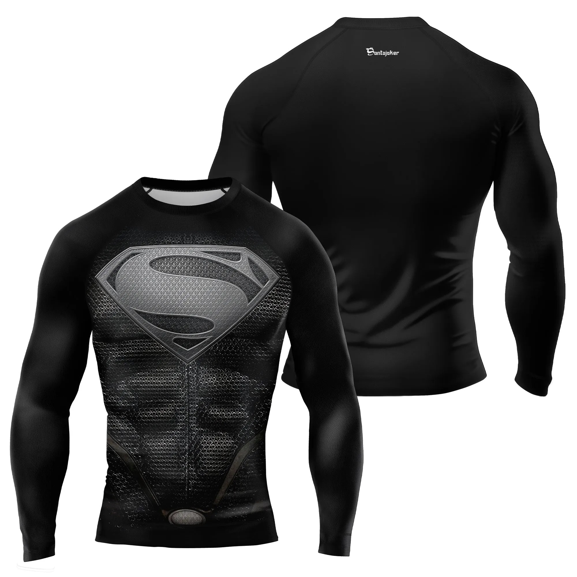 Superman Silver Emblem Men's Long Sleeve Rash Guard