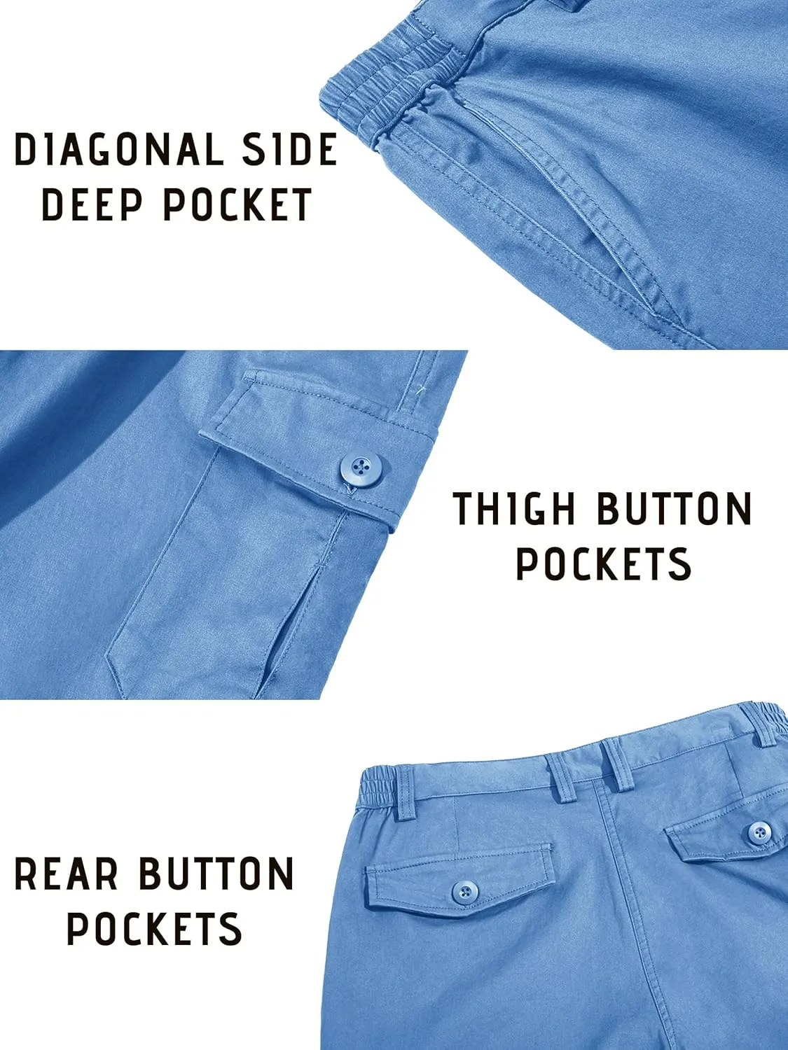 TACVASEN Men's Cargo Shorts Golf Elastic Waist Short for Men Cotton Hiking Shorts Stretchy Workout Short with Pockets