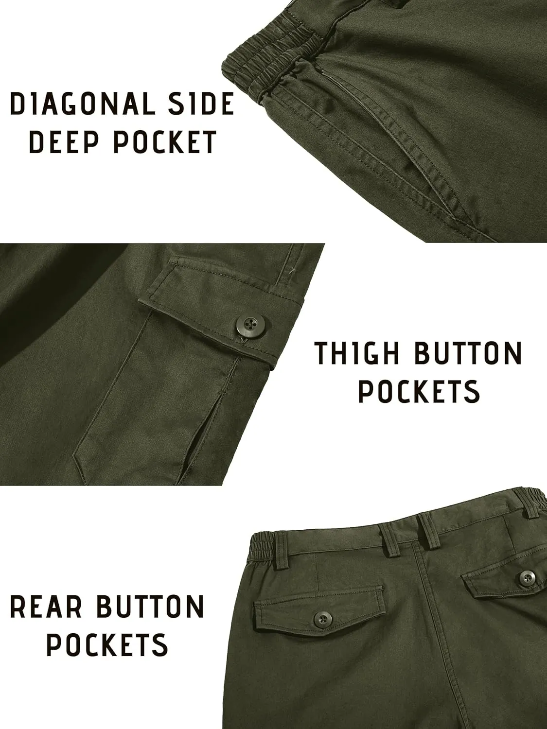 TACVASEN Men's Cargo Shorts Golf Elastic Waist Short for Men Cotton Hiking Shorts Stretchy Workout Short with Pockets