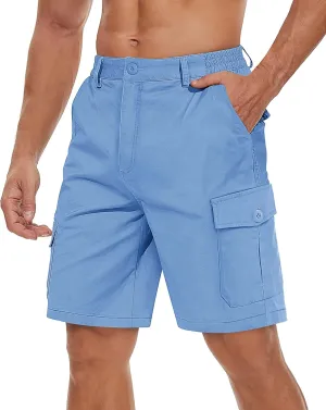 TACVASEN Men's Cargo Shorts Golf Elastic Waist Short for Men Cotton Hiking Shorts Stretchy Workout Short with Pockets