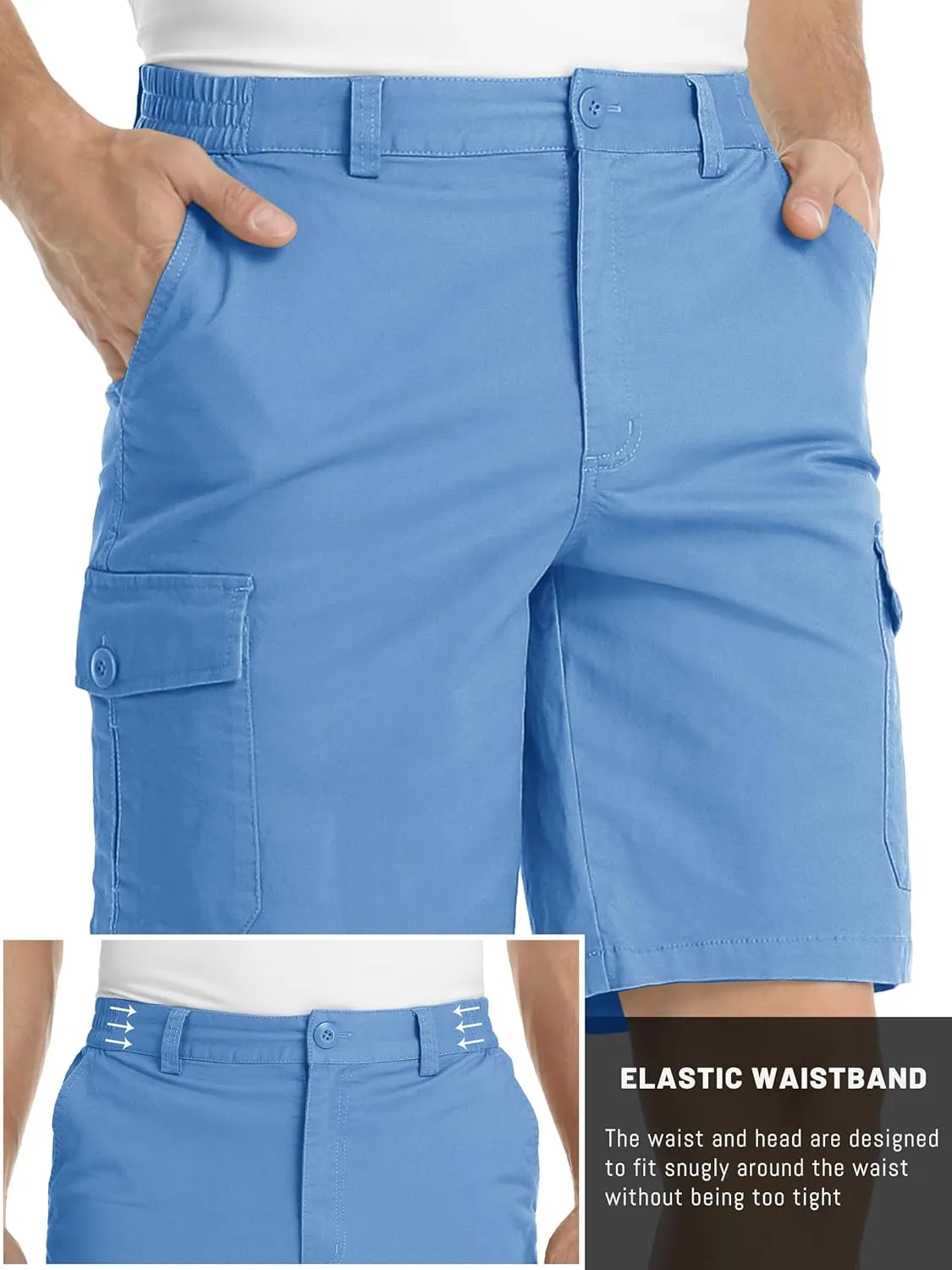 TACVASEN Men's Cargo Shorts Golf Elastic Waist Short for Men Cotton Hiking Shorts Stretchy Workout Short with Pockets