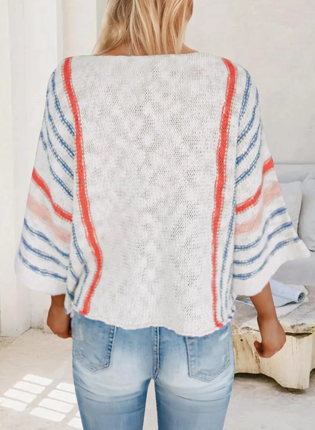 Tanou Women's 2025 Summer Color Block Striped Pullover Sweater