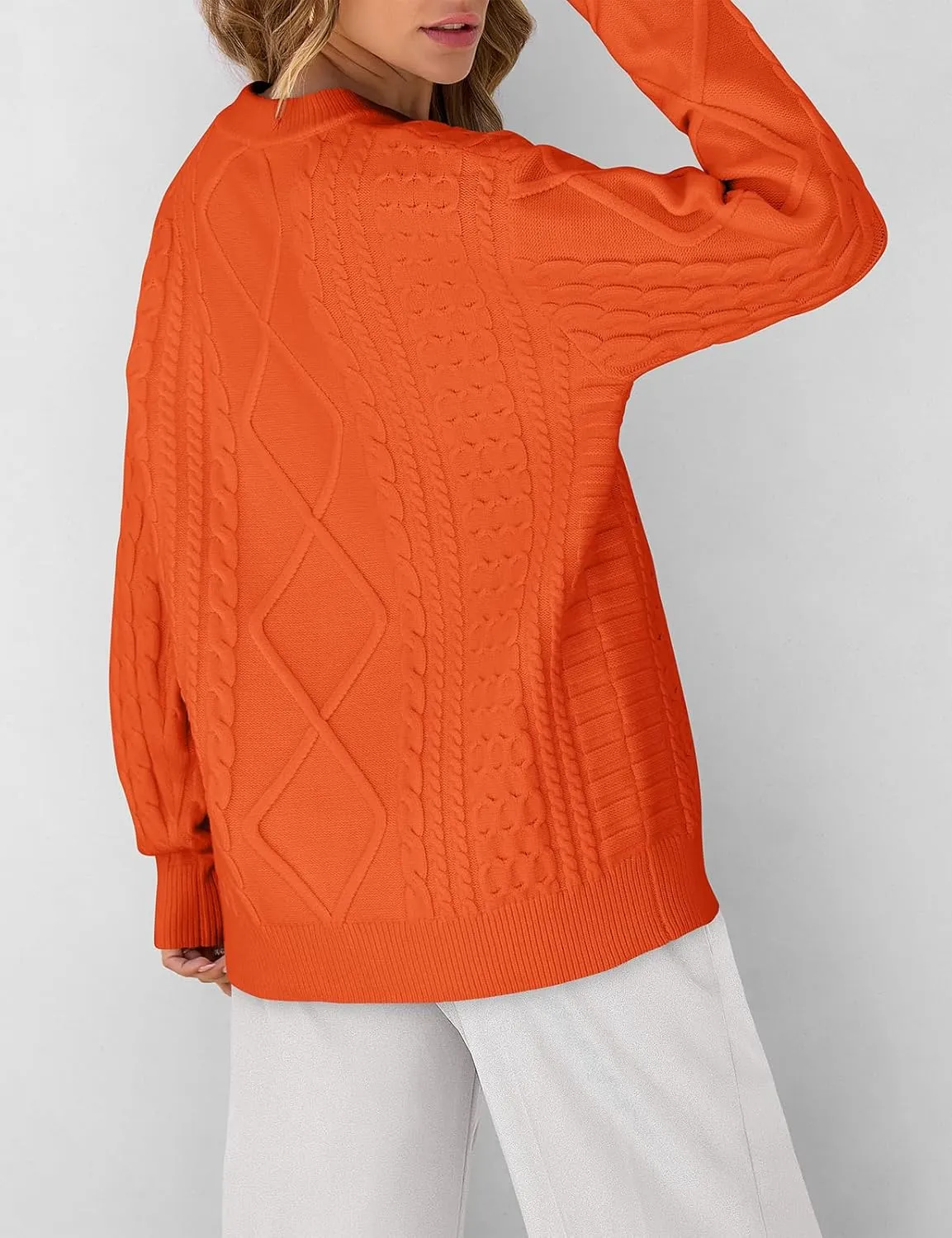 TARSE Womens Oversized Sweater Cable Knit Unisex Vintage Chunky Pullover Sweater Baggy Loose Fall Winter