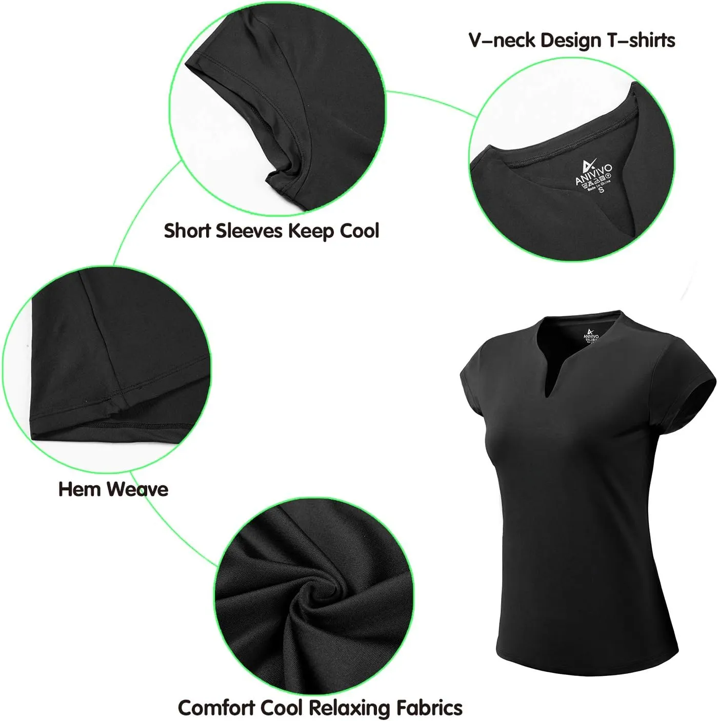 Tennis Shirts for Women Short Sleeves, Solid Golf T Shirts V-Neck Running Pickleball clothes for women