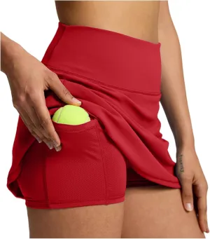 Tennis Skirts for Women High Waisted Athletic Workout Skort Summer Flowy Lightweight Tennis Golf Skirt with Pockets Gifts for 14 Year Old Girl A6Red, S