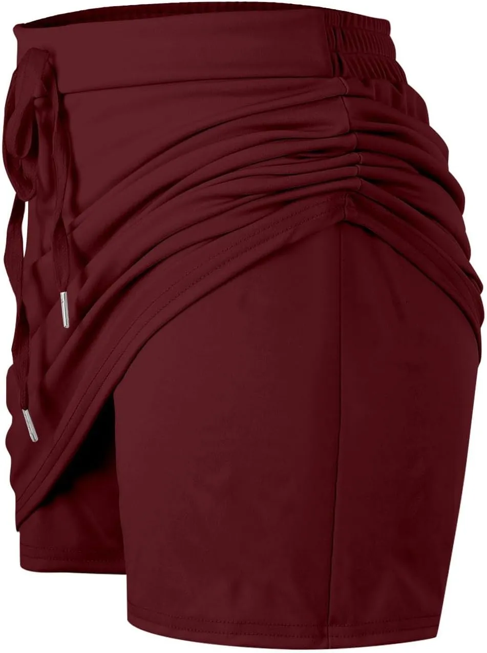 Tennis Skirts for Women with Shorts High Waisted Drawstring Golf Skirts Lightweight Stretchy Running Athletic Skorts
