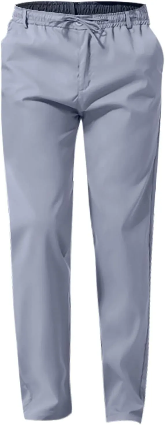 Thatrich Work Pants for Men Business Casual Trouser Cotton Linen Solid Summer Sweatpants Lightweight Comfy Yoga Pant Slim Fit
