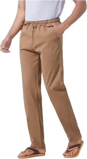 Thatrich Work Pants for Men Business Casual Trouser Cotton Linen Solid Summer Sweatpants Lightweight Comfy Yoga Pant Slim Fit