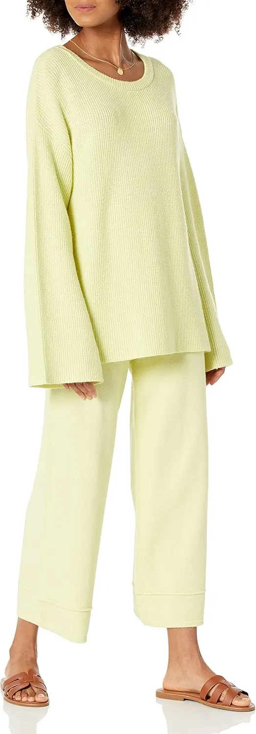 The Drop Women's Bernadette Pull-on Loose-fit Cropped Sweater Pant