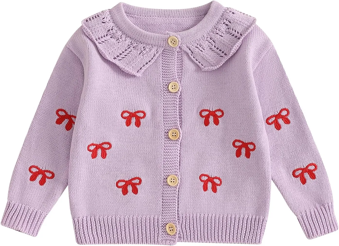 Toddler Baby Girl Cardigan Long Sleeve Floral Button Knit Sweater Coats Top Cute Fall Winter Knitwear Jacket Warm Clothes