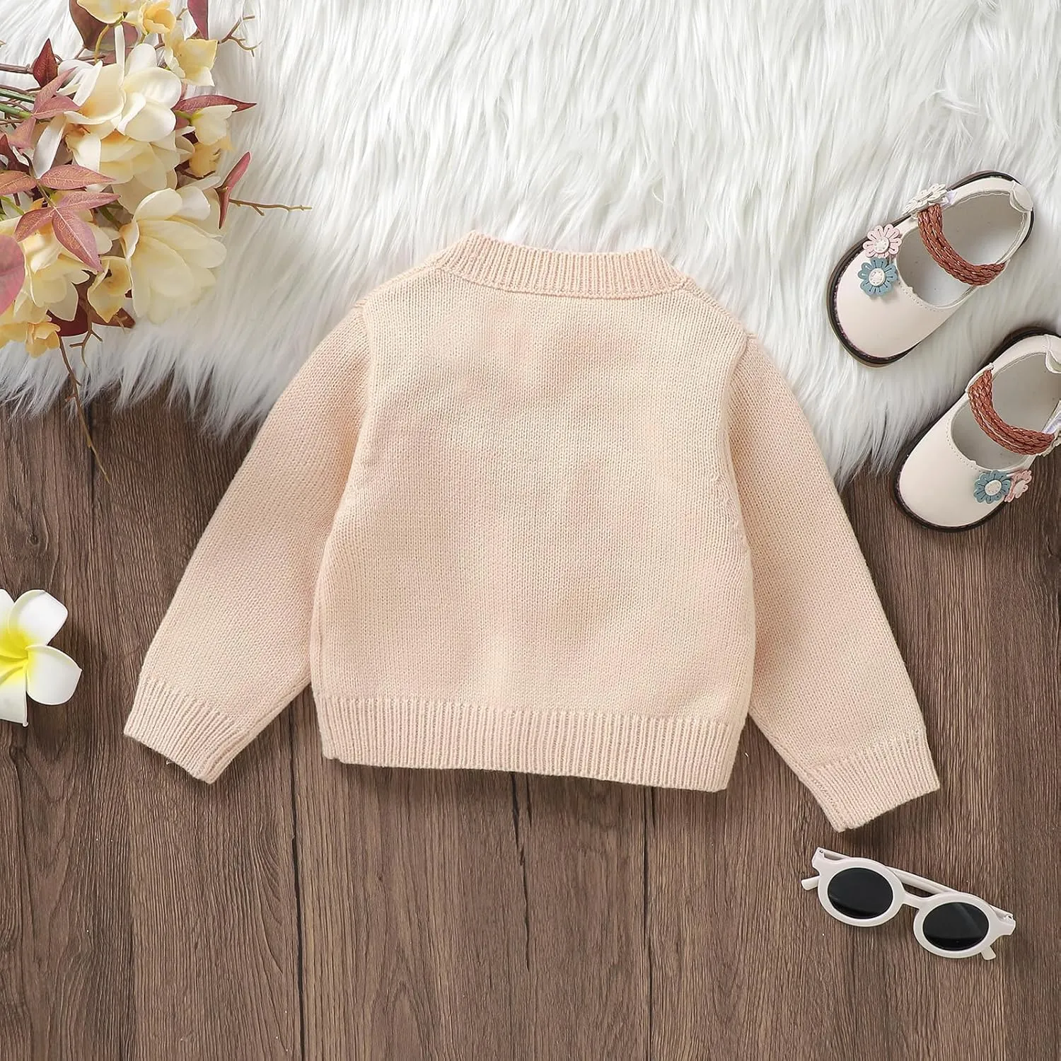 Toddler Baby Girl Sweater Floral Cardigan Knit Long Sleeve Coat Cute Fall Winter Outfits Clothes Infant Newborn