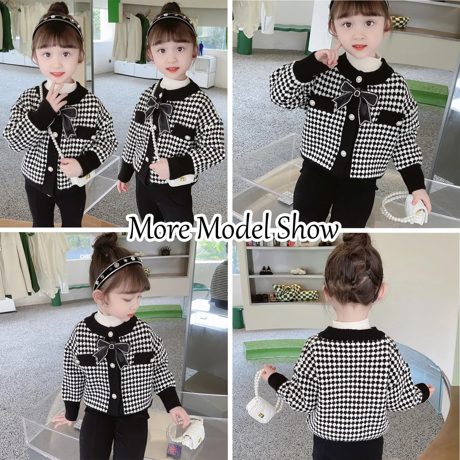 Toddler Girls Cardigan Sweater Button Knit Sweater Kids Black Winter Coat Size 2-7T
