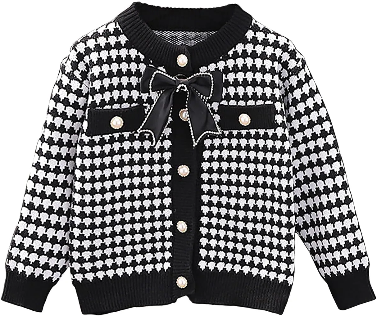 Toddler Girls Cardigan Sweater Button Knit Sweater Kids Black Winter Coat Size 2-7T