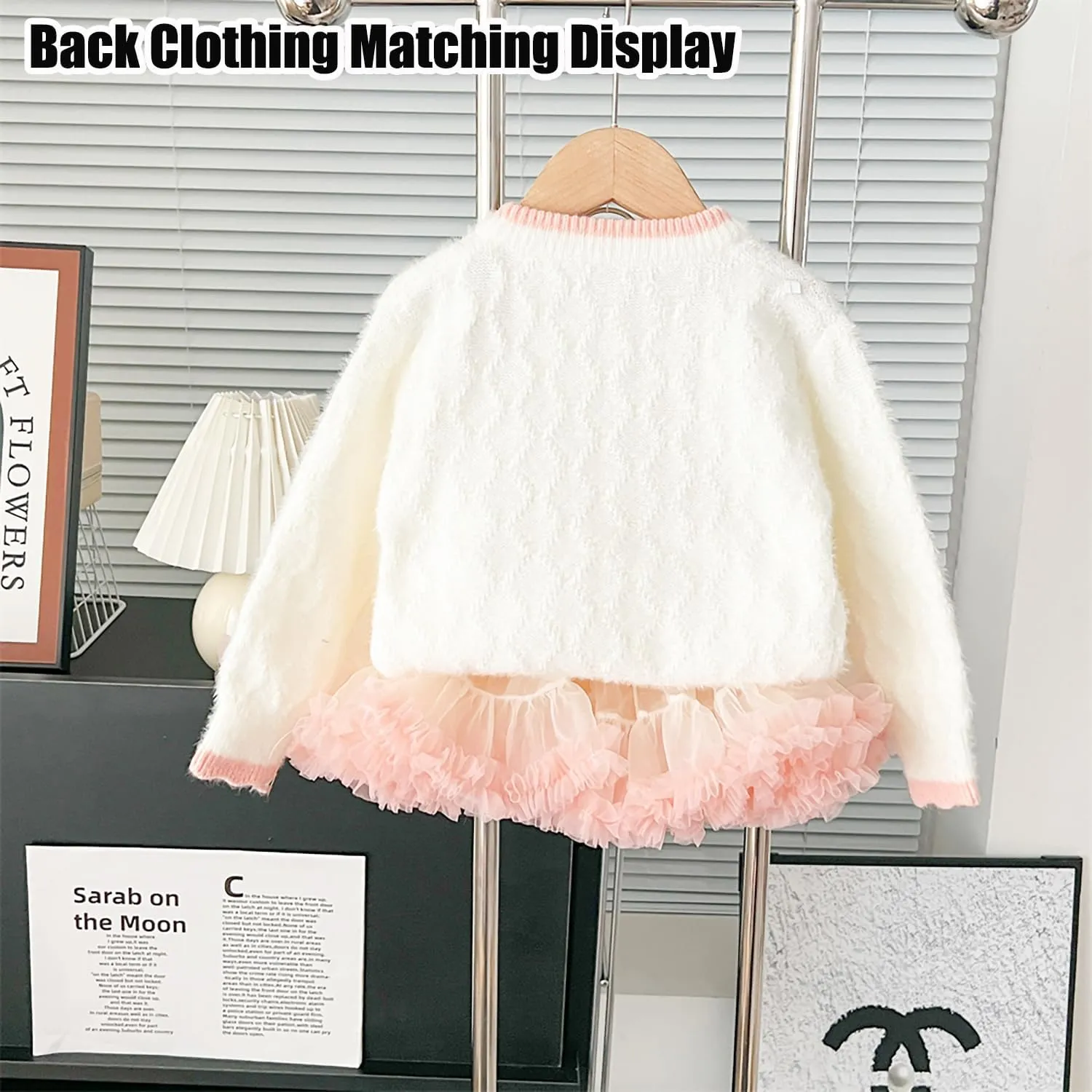 Toddler Girls Cardigan Sweater Kids Button Knit Sweater with Rabbit Doll Size 2-7T
