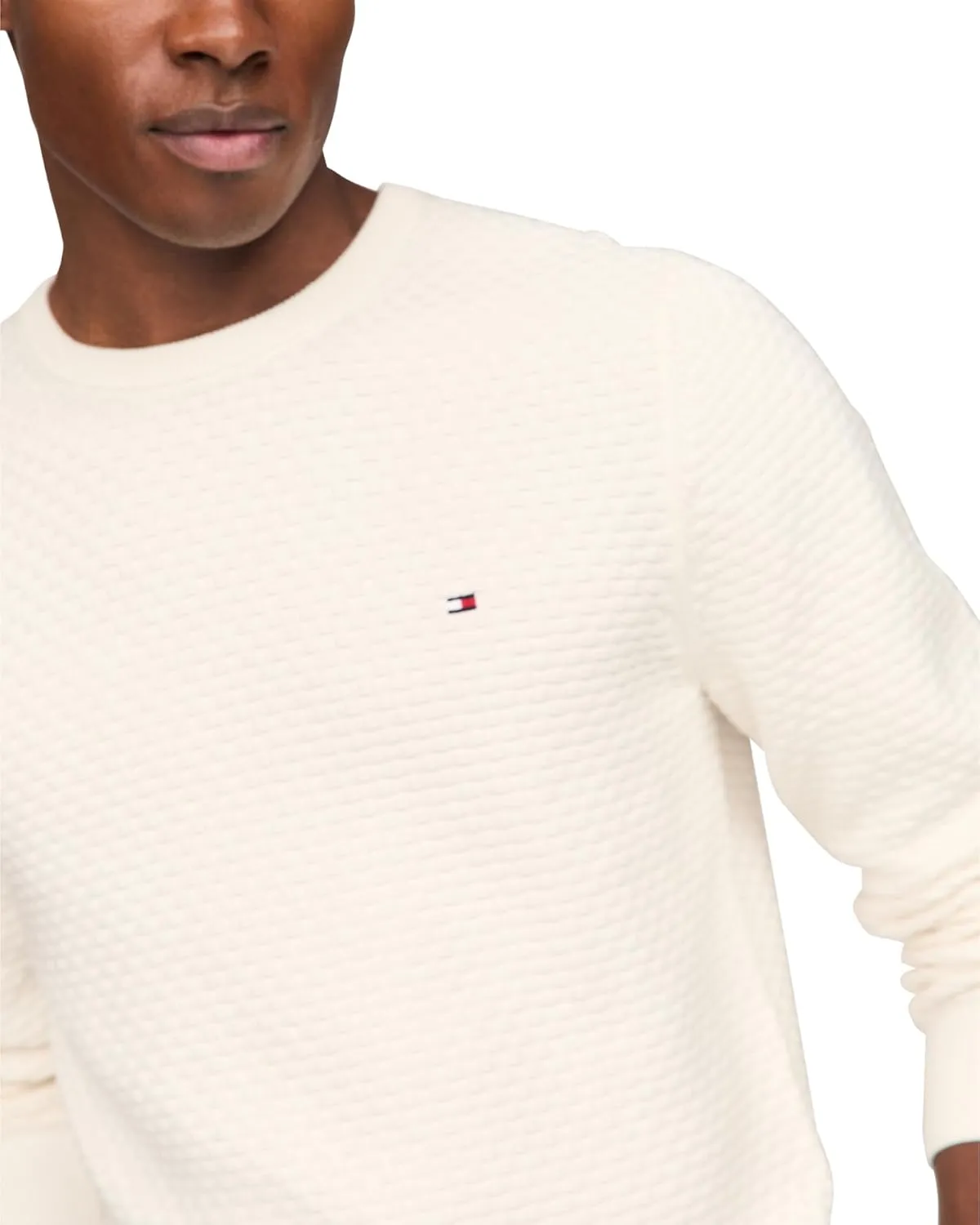 Tommy Hilfiger Men's Textured Waffle Knit Crewneck Sweater Lightweight Pullover, Available in Big & Tall