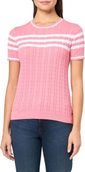 Tommy Hilfiger Women's Short Sleeve Cable Knit Sweater