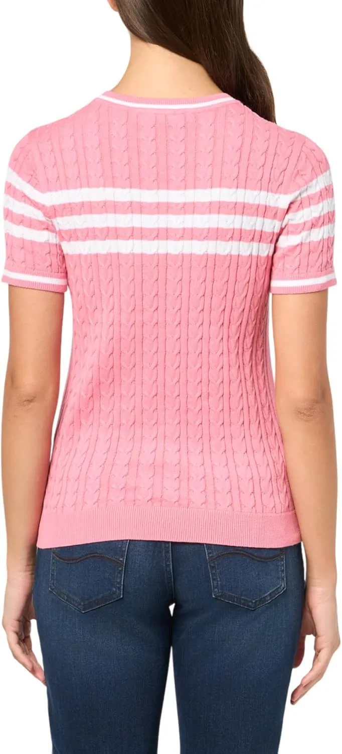 Tommy Hilfiger Women's Short Sleeve Cable Knit Sweater