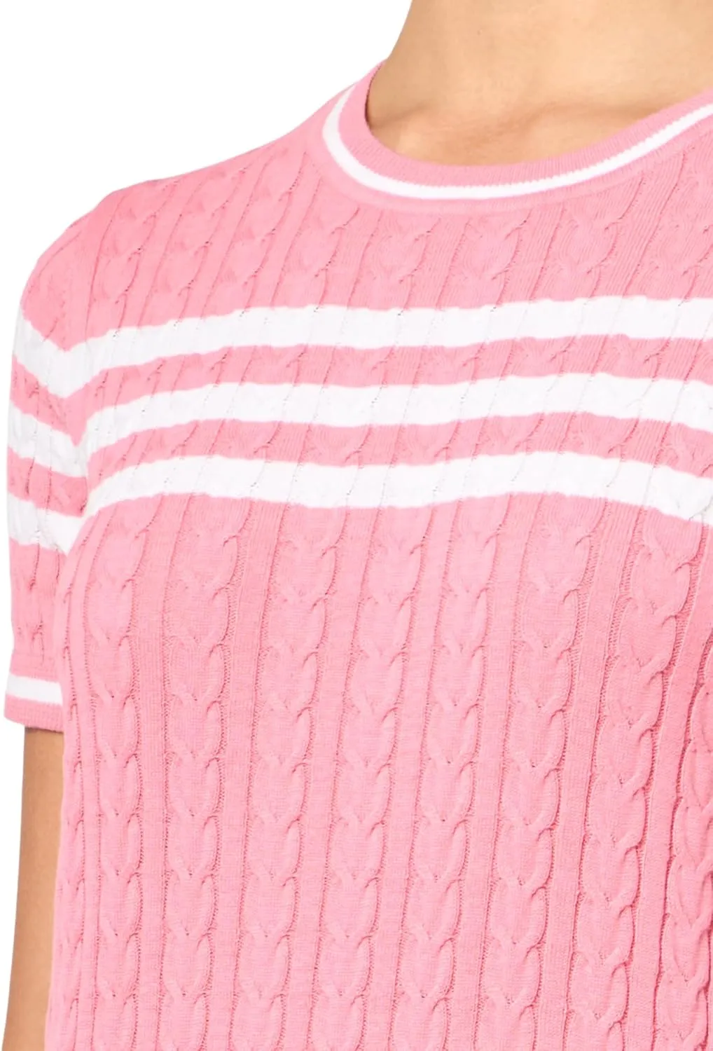 Tommy Hilfiger Women's Short Sleeve Cable Knit Sweater