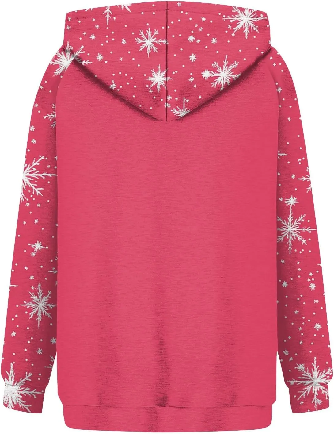 Ugly Christmas Hoodie, Womens Long Sleeve 2024 Sweatshirts Loose O Neck Shirt Snowflake Print Pullover Tshirt Daily Tops