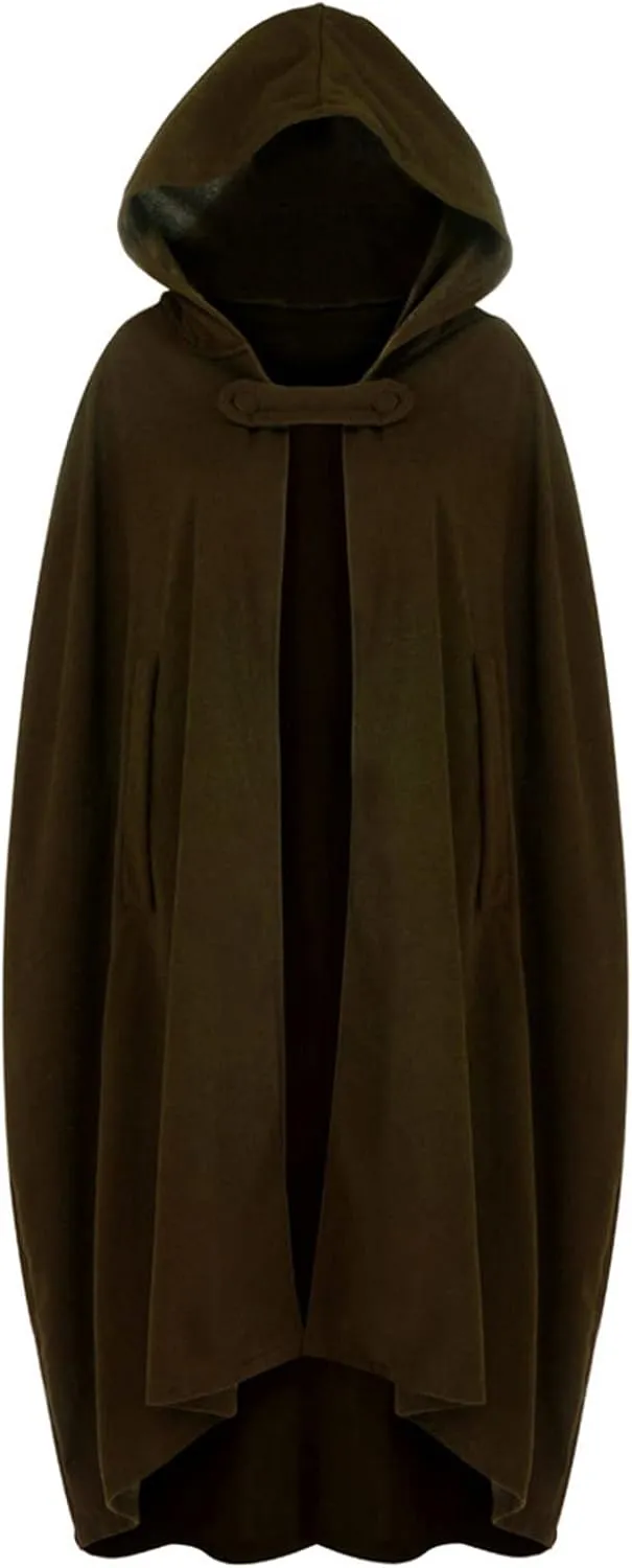 Unisex Hooded Cloak Cosplay Party Deluxe Cape Halloween Witch Costume for Women Men Fall Winter Trench Coats