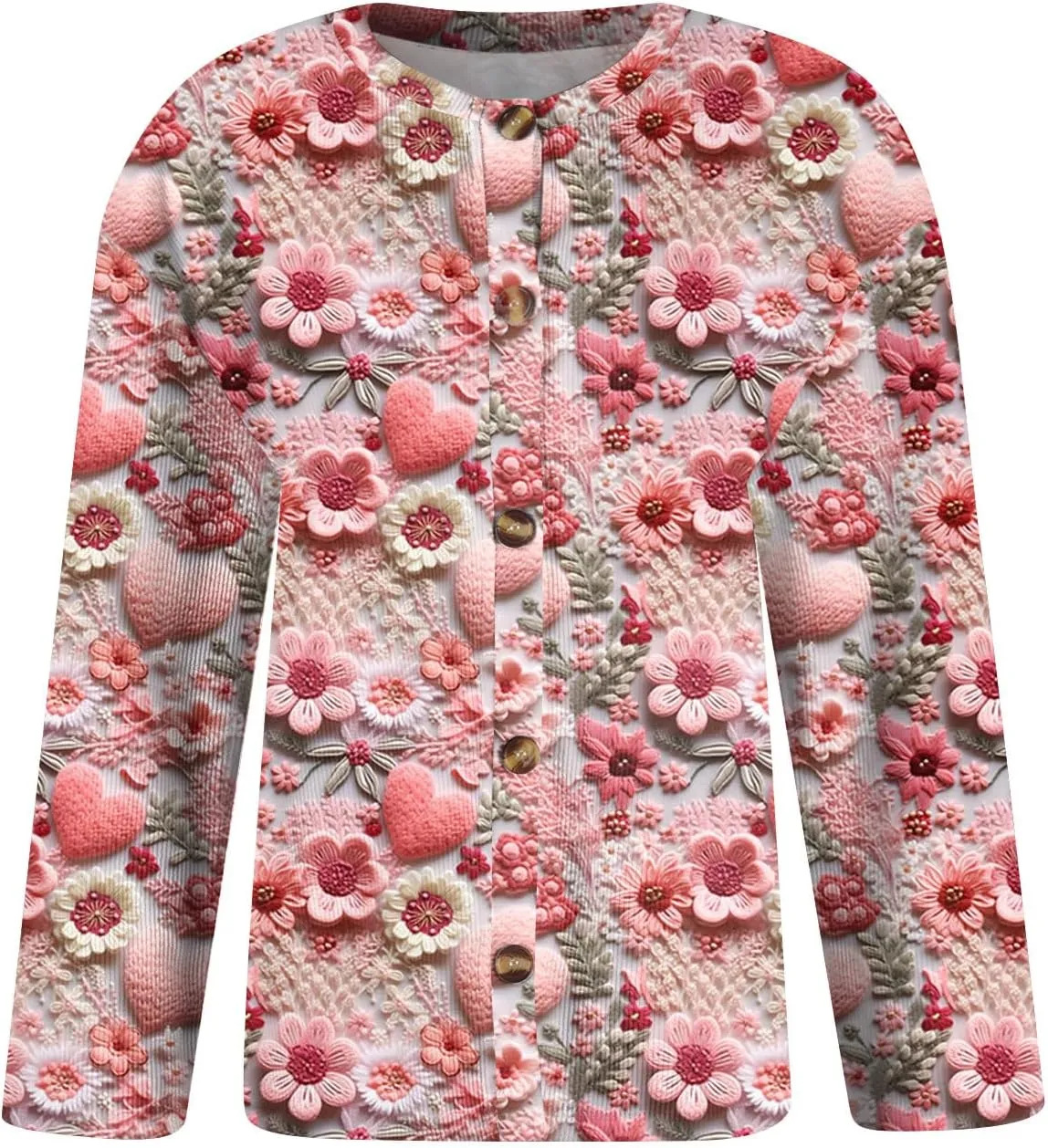 Valentines Sweater Women,Ladies' Fashion Long Sleeved Sweater Festival Valentine's Day Heart Printed Jacket Cardigan