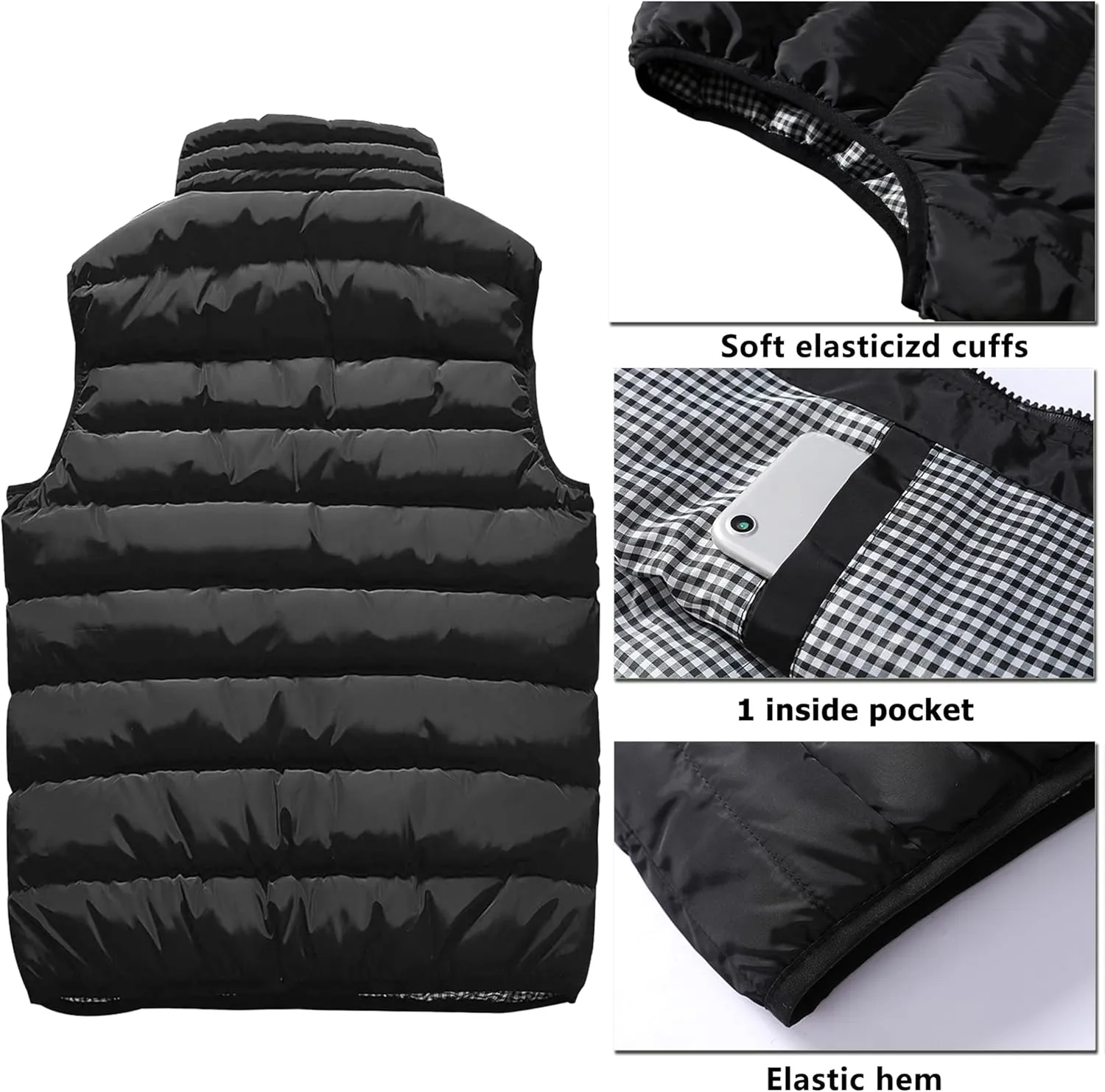 Vcansion Men's Outdoor Casual Stand Collar Vest Padded Jacket Coat Vest