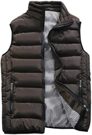 Vcansion Men's Outdoor Casual Stand Collar Vest Padded Jacket Coat Vest