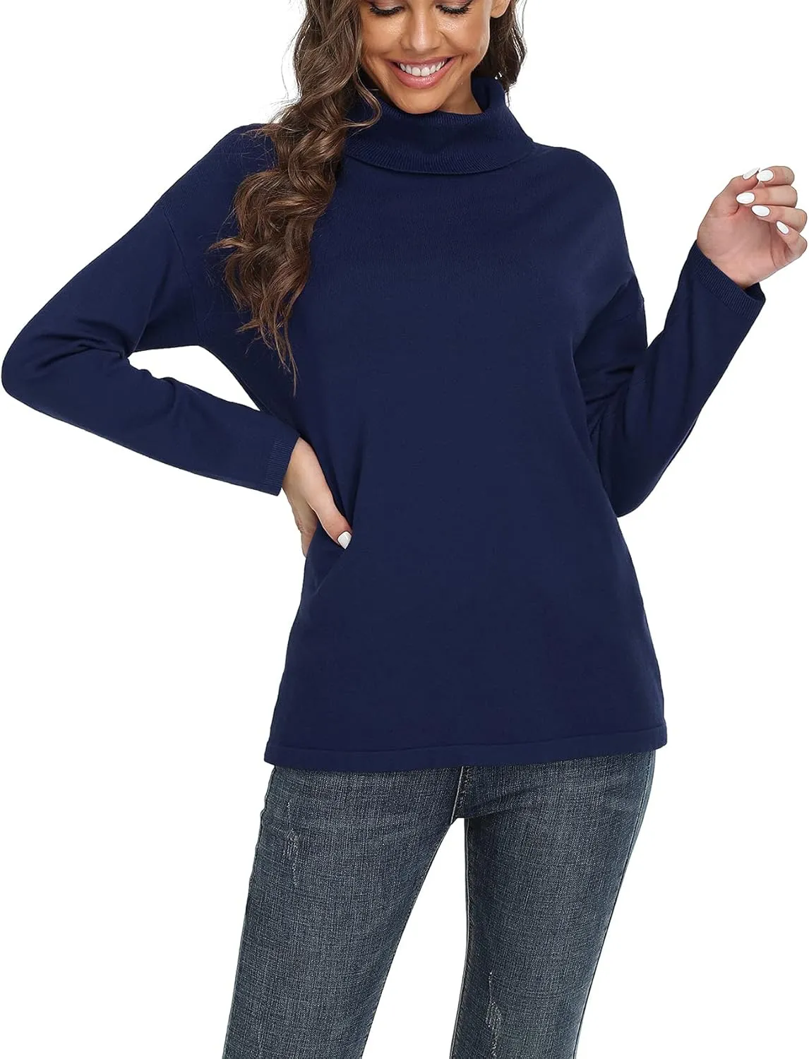 VIISHOW Women's Turtleneck Sweater Long Sleeve Cozy Warm Sweater Casual Lightweight Soft Pullover Jumper Tops